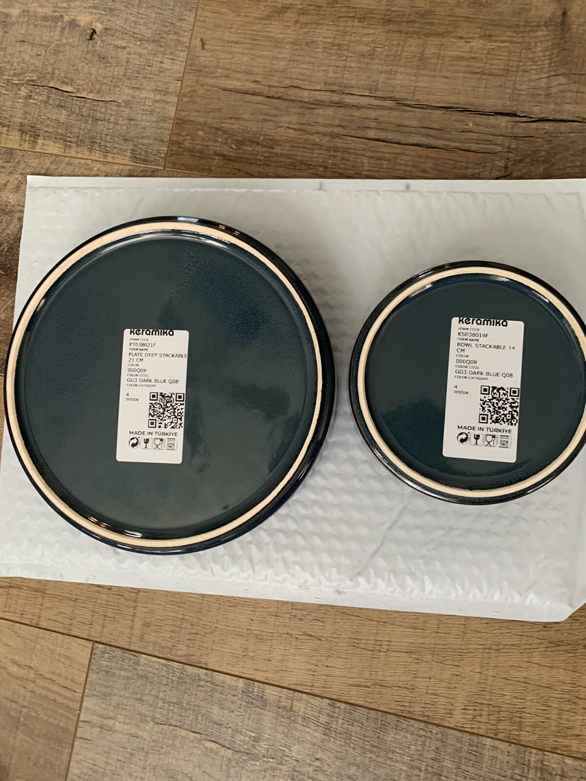 Keramika plate and bowl Deep Stackable  made in Turkey Dark Blue