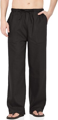 Coofandy Mens Linen Cotton Loose Casual Lightweight Elastic Waist