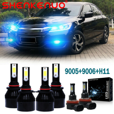 For Honda Accord 2006-2017- 6pcs 8000K LED Headlight HighLow + Fog