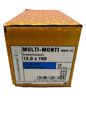 Marken Betonschrauben Ø 12x160 mm Senkkopf  verzinkt - 25 Stück Multimonti T50
