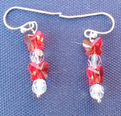OHRRINGE SCHMETTERLING Handmade Silber vergoldet und Swarovski 4 cm 