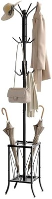 Coat rack with umbrella holder, entrance coat rack with 12 hooks
