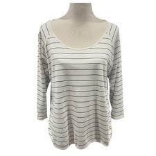 Lake Pajamas Blue White Striped Pima Cotton Top XL