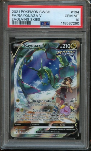 2021 Pokemon Sword Shield Evolving Skies Rayquaza V 194/203 Alternate Art PSA 10