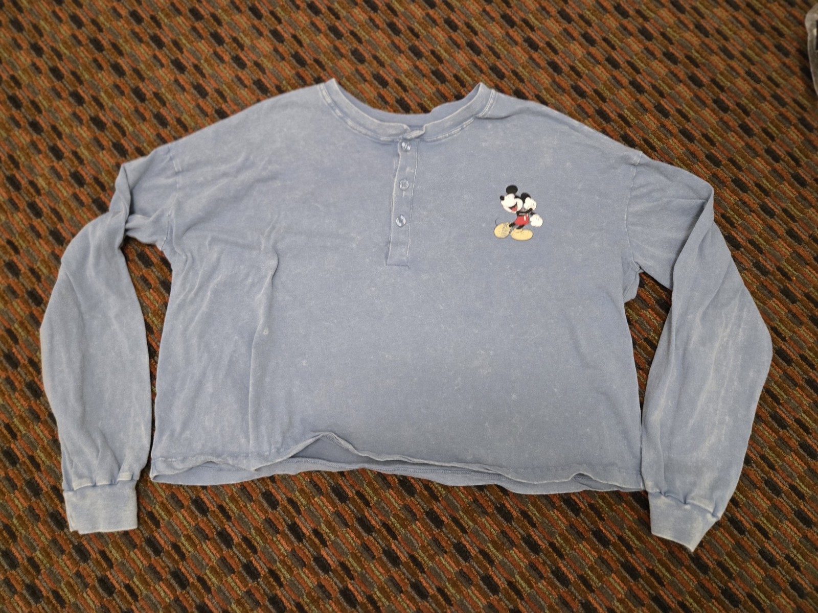 Disney Mickey Mouse Long Sleeve T Shirt Adult Large Blue Graphic Tee