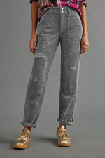 Pilcro The Wanderer Relaxed-Leg Corduroy Pants Distressed Gray Women's Size 27