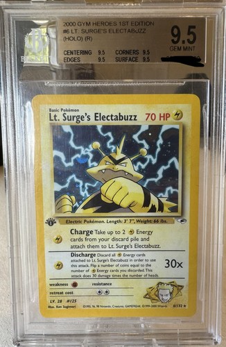 Lt. Surge's Electabuzz (1st Edition) graded BGS 9.5 for sale on eBay