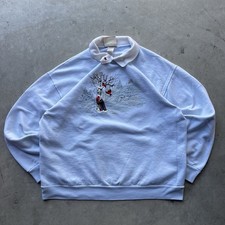 Vintage 90s Cute Birds Crewneck Sweatshirt Grandma Cottagecore Size L Nature Vtg