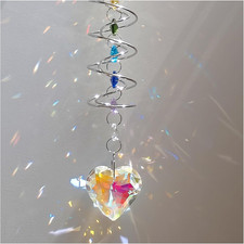 Big Heart Crystal Sun Catchers for Windows Hanging, Double-Spiral Design Gazing