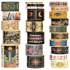 23 Rolls Gold Foil Washi Tape Set Tarot Celestial Decorative DIY Crafts