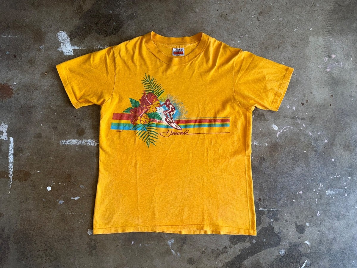EARLY 80s VINTAGE HAWAII SURFER SOUVENIR T-SHIRT SZ M HAWAIIAN