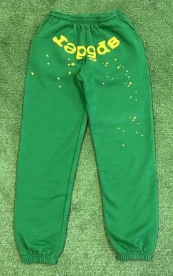 New Sp5der Star OG Web V2 Sweatpants Slime Green FW24 Size Small Authentic Hype 