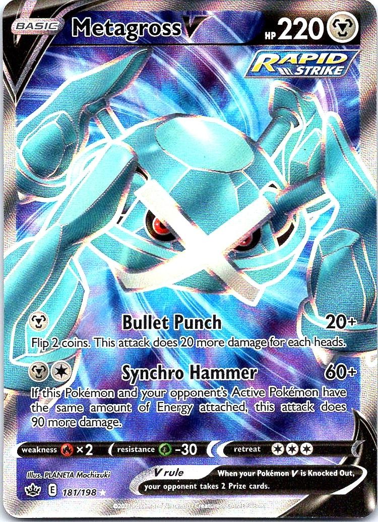 Metagross V 181/198 Ultra Rare Chilling Reign Pokemon Holo Near Mint