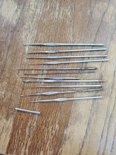 Lot of 10 Vintage Steel Crochet Hooks Boye Susan Bates Milward Lace Tool Set