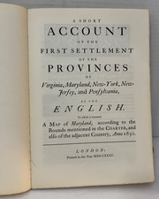 Antique"A SHORT ACCOUNT OF FIRST SETTLEMENTS OF THE PROVINCES OF Va Md Ny Nj Pa"
