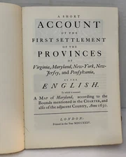 Antique"A SHORT ACCOUNT OF FIRST SETTLEMENTS OF THE PROVINCES OF Va Md Ny Nj Pa"