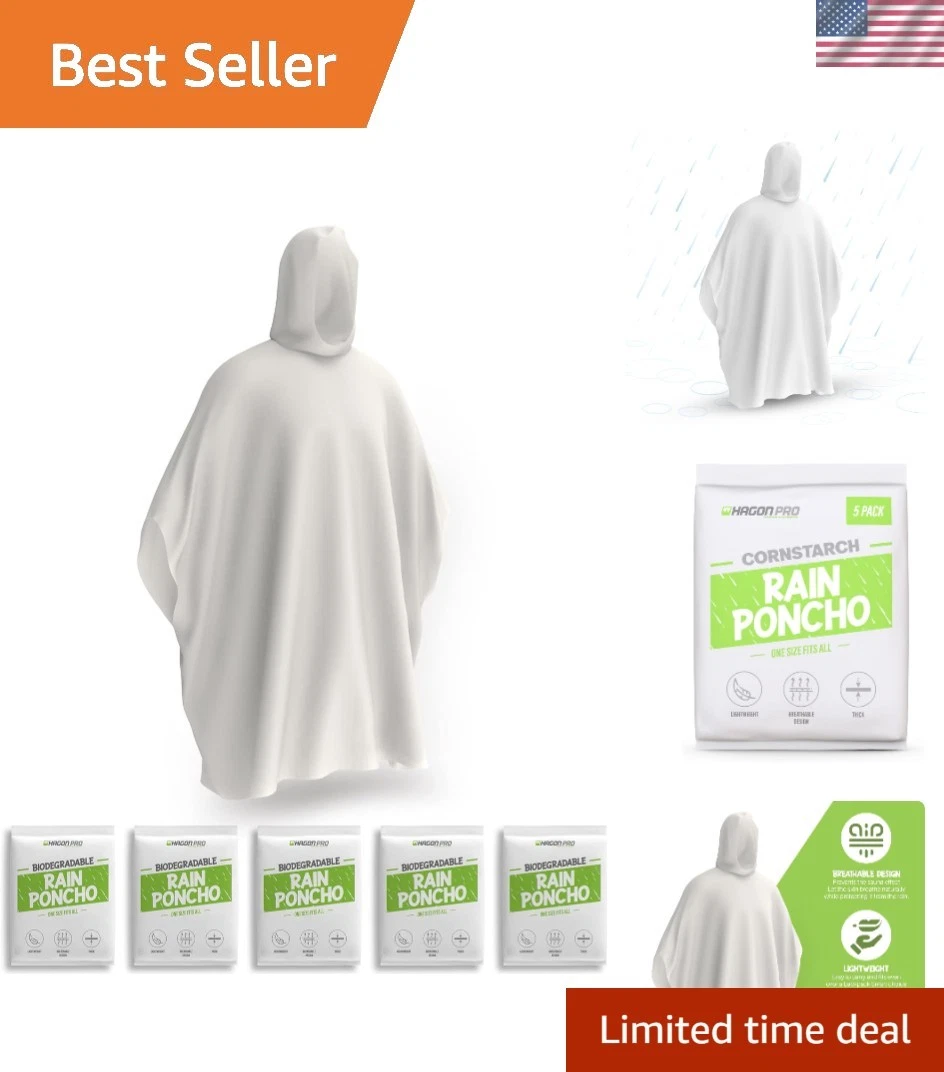 Travel-Friendly Waterproof Ponchos for Adults - 5 Pack Lightweight Protection
