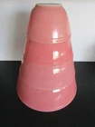 Vintage 1950’s Set Of 4 Pyrex Solid Pink Nesting Mixing Bowls #401,402,403,404