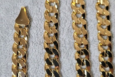 14K Gold Triple Plated Cuban Concave Link Chain, 9mm, 30'', 70gms