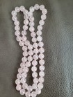 NECKLACE NATURAL PINK ROSE QUARTZ BEAD BALL CONTINOUS STRAND VINTAGE — photo 2