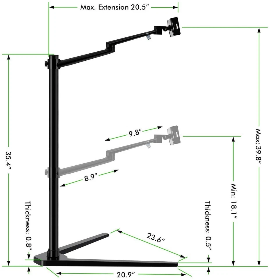 Tablet/iPad/Cell phone/iPhone holding floor stand, Rotating / Height adjustable - Image 2 of 4