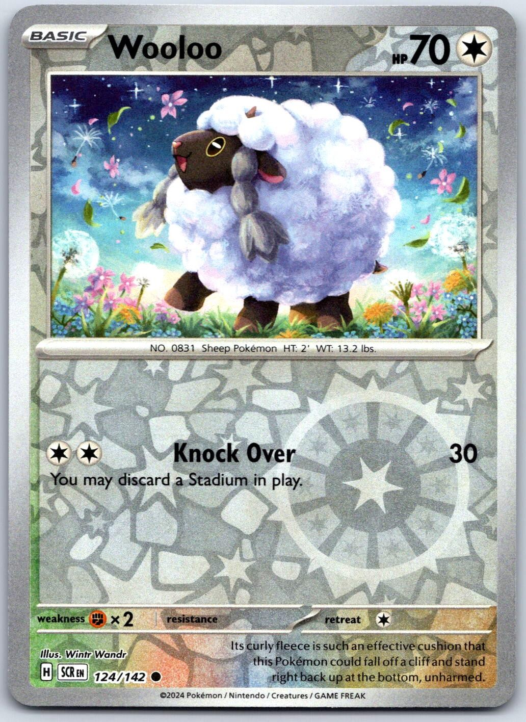 Wooloo 124/142 Common Stellar Crown Pokemon Reverse Holo Near Mint