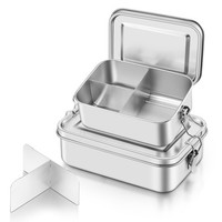 Edelstahl Brotdose Bento Box Kinder Lunchbox 2Er Set 850Ml 1400Ml Auslaufsicher