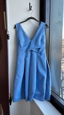 Halston Heritage Cerulean Blue Structured Cocktail Dress US 8