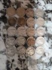 Mercury 90% Silver Dimes (Lot of 20). WWII Era 1941-1945.