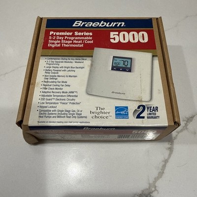 Braeburn 5000 Premier Series 7-Day 5-2 Programmable Thermostat with Case