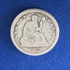 1857 Seated Liberty Quarter having VG details,rims, reeding and slightly porous.