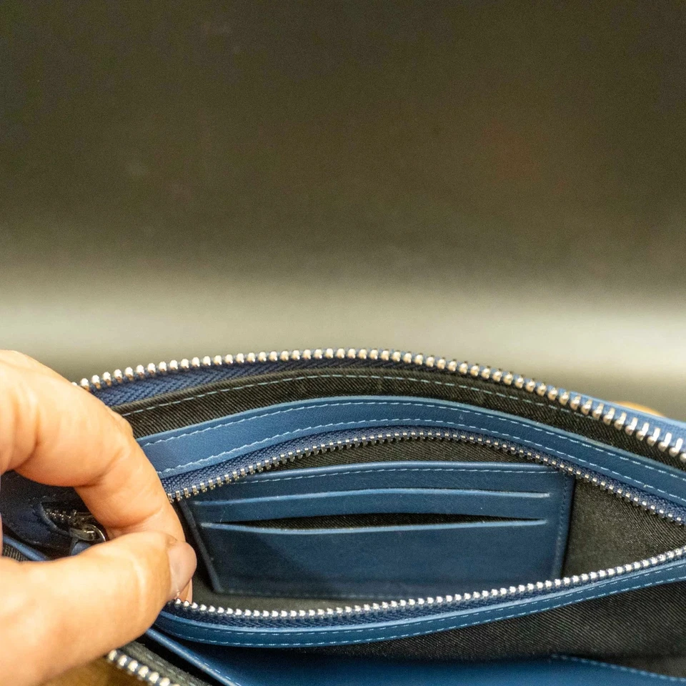 Credit Suisse Cartera de Viaje Cuero Clutch Cartera de Viaje Azul - Imagen 4 de 4