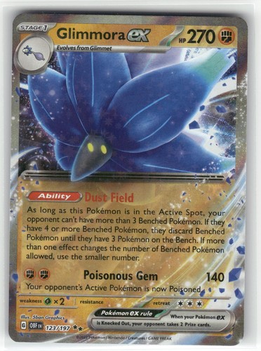 Glimmora ex 123/197 Double Rare Obsidian Flames Pokemon Holo Near Mint
