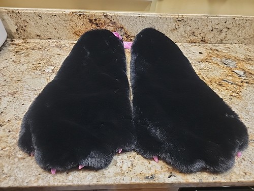 Large Black Fursuit Paws With Pink Paw Pads And Pink Claws | Furry Cosplay. 21" - Picture 4 of 7