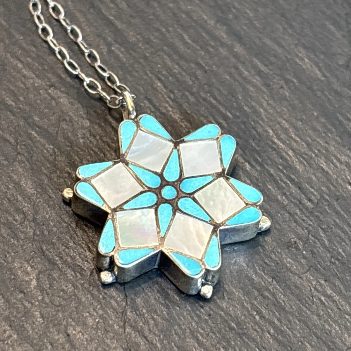 Vintage Zuni Inlay In Native American Necklaces & Pendants for