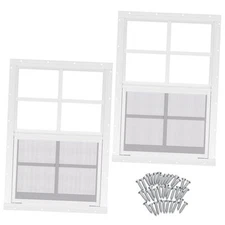  2 Pcs 12''x18'' White Flush Mount Shed Window Pack with Tempered Glass and 