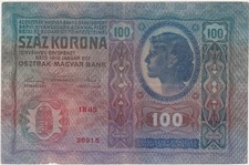 AUSTRIA HUNGARY 100 KORONA KRONEN 1912 USED