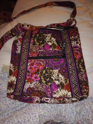 Vera Bradley Retired Rosewood Pattern Triple Zip Hipster Crossbody Bag. 