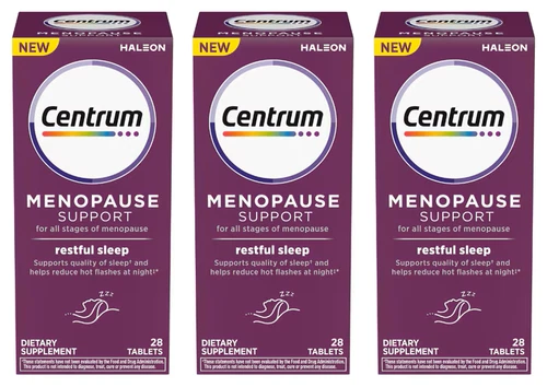 Pack 3 Centrum Menopause Support Restful Sleep Supplement, 28 tablets each, 4/26