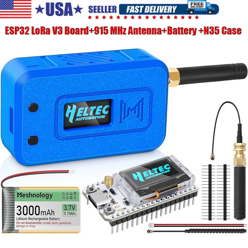 HelTec Meshtastic LoRa ESP32 V3 SX1262 Board+915MHz Antenna+3000mAh Battery+Case