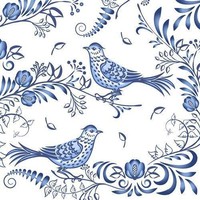 20 Servietten Porcelain Bird Blumen Vogel Tiere Muster Floral Porzellan 33X33Cm