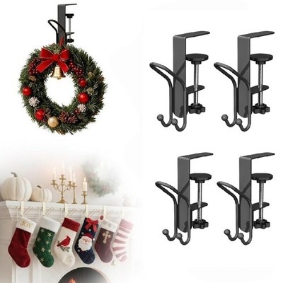 Upgrade Christmas Fireplace Stocking & Garland Hanger Hooks Holder Bracket