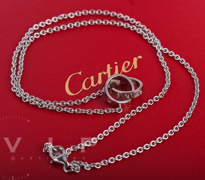 CARTIER LOVE NECKLACE COLLIER HALSKETTE KETTE & ANHAENGER 18K WHITE GOLD PENDANT