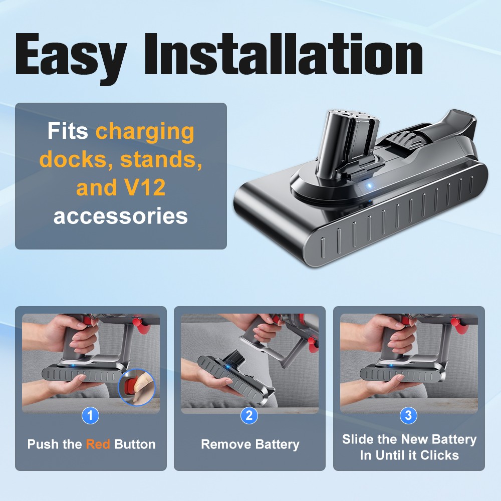 For Dyson V12 Battery Handheld Vacuum Cleaner Absoulte Slim 8Ah 8000mah Battery