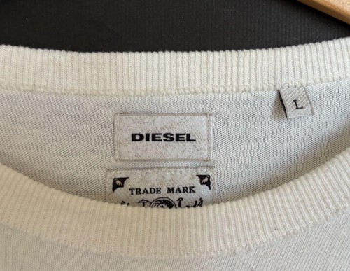 Top DIESEL a righe in cotone manica lunga taglia L usato vintage bianco/rosso - Foto 3 di 11