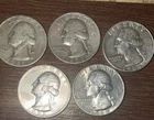 Lot of 5 Silver Washington Quarters 25C Circulated Good Condition