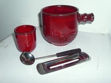 Feuerzangen Bowle Traumfeuer 1 Person: rot Punch Tasse + Rum Becher 70er Keramik
