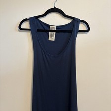 Free People Dress Womens Size XS Blue Sleeveless Jersey Tank Drape Cross Back