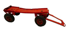 VINTAGE RED TIN CHILDRENS 4 WHEEL WAGON TRAILER SMALL CAR TOY