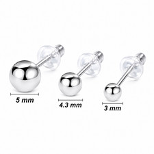 925 Sterling Silver Ball Stud Earrings  For W...